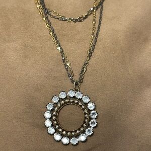 Catherine Popesco Gold and Silver Swarovski Circle Necklace